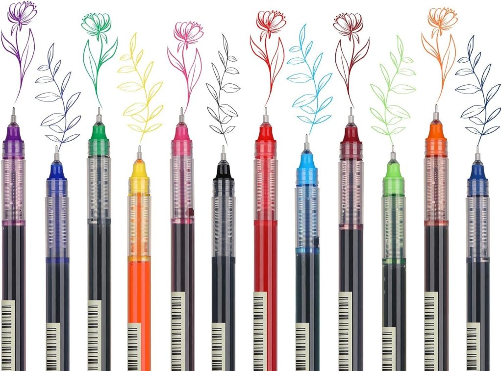 10 Pcs Color Gel pens.Quick Drying Large Capacity，0.5mm, suitable for Students, Note-taking, Marking, Drawing, Bookkeeping.