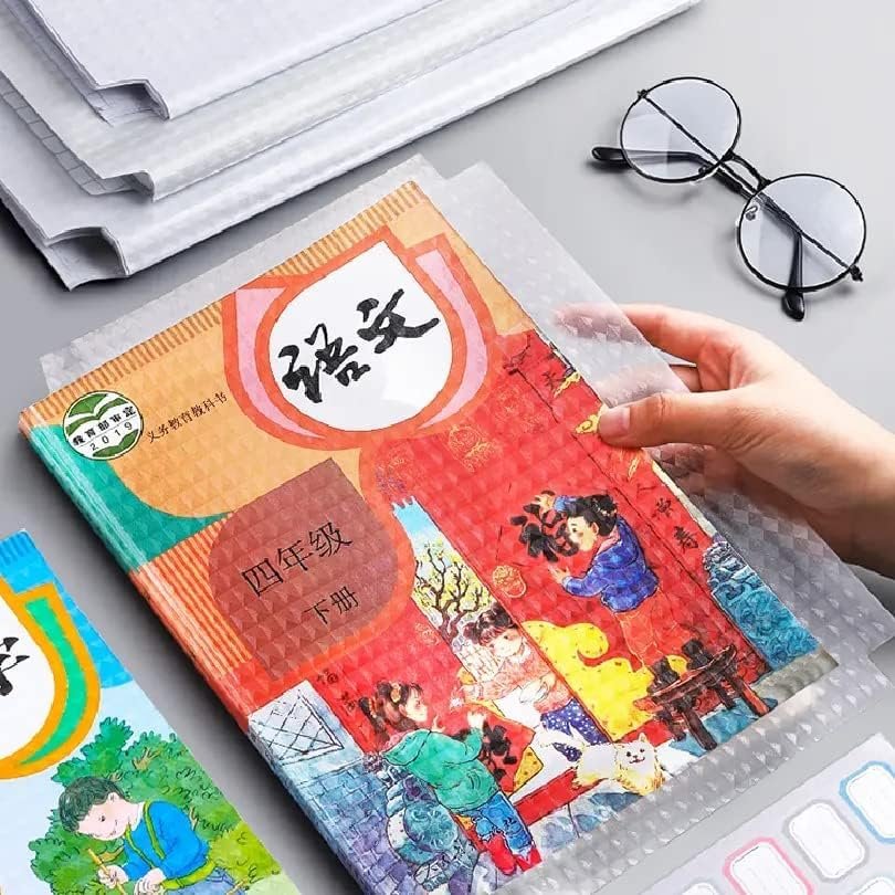 10 Pcs Self Adhesive Book Covering with Diamond Pattern Waterproof Plastic Clear Book Covers for Textbooks Hardcover Protective Thick Sticky Transparent Cover for Students...