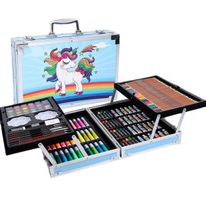 145 pieces of aluminum box painting art set double layer set - Blue