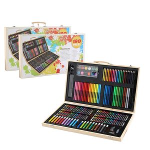 180 Pcs Kids Drawing Painting Set Wood Box Art Set Children Drawing Supplies