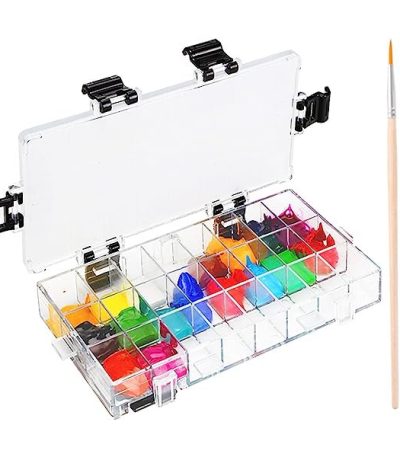 24 Grid Gouache Watercolor Acrylic Moisturizing Palette Leakproof Color Storage