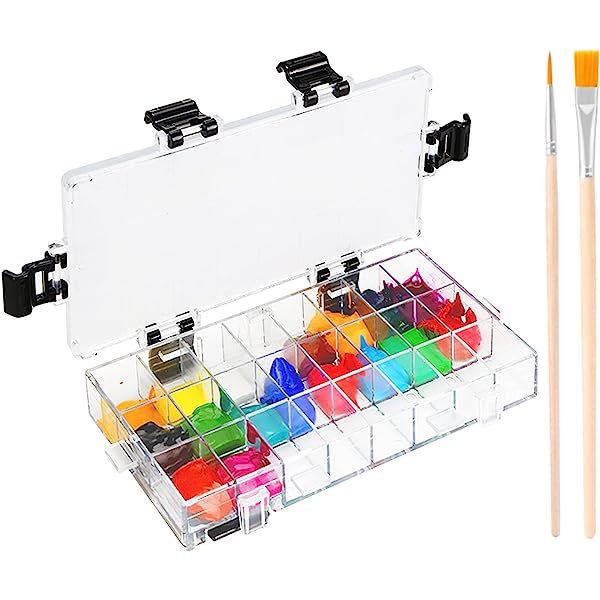 24 Grid Gouache Watercolor Acrylic Moisturizing Palette Leakproof Color Storage