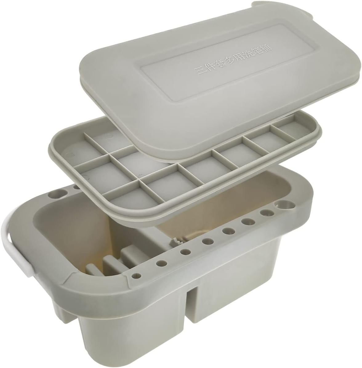 3 in 1 Artist Paint Brush Washer Cleaner,Paint Brush Washer Pot,Paint Brush Washer Basin,Portable Art Pen Wash Barrel Tub with Lid Palette,for Oil Acrylic Watercolor Painting...