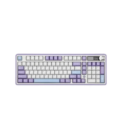 Ajazz AK980 Tri-mode Hot-Swappable Mechanical Keyboard (White Purple)