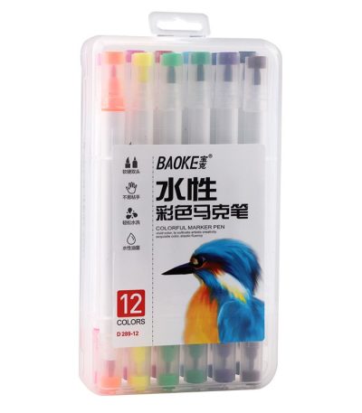 Baoke Dual Tip Colorful Marker Pen 12 Colors