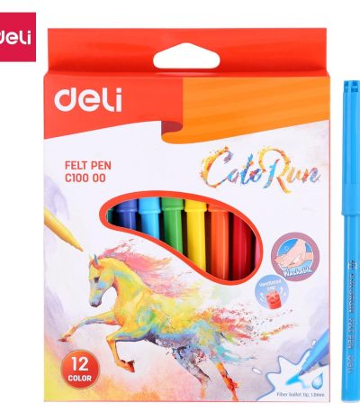 Deli EC10000 Felt Pen Set 12 Colours Water Color Pen