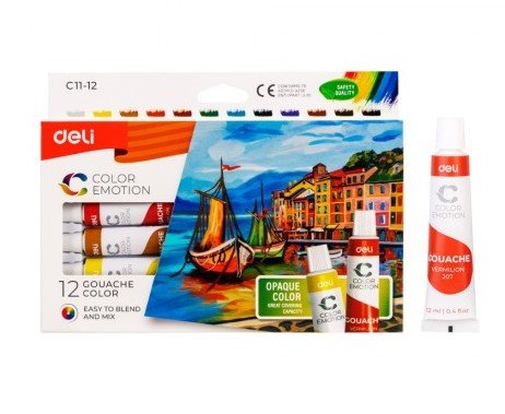 Deli EC11-12 Gouache 12ml/12 colors Tube