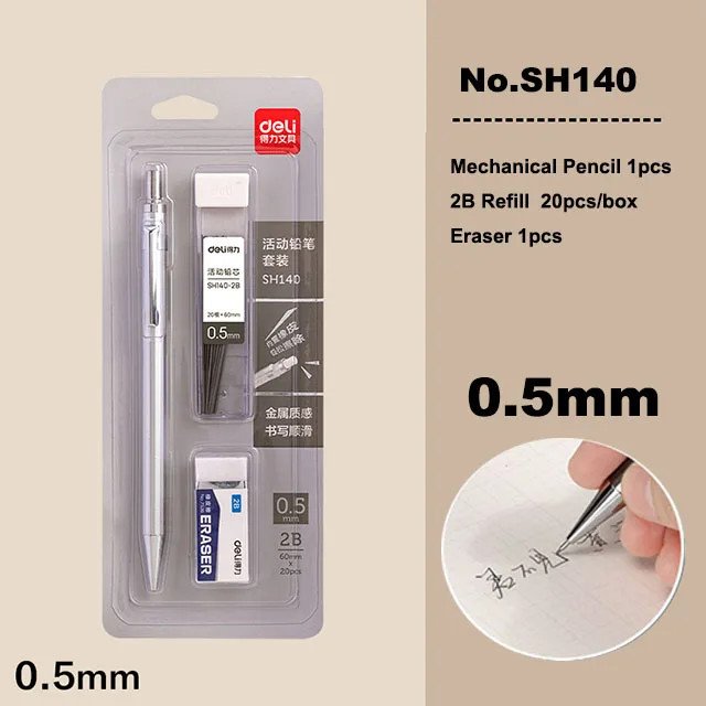 Deli SH140 Mechanical Pencil 0.5mm 2B Lead Pencil Refill