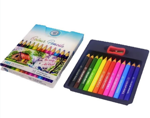 DOMS Premium Color Pencil 12 shade with sharpner free C3 HALF SIZE