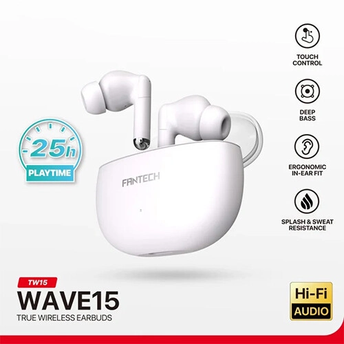 Fantech TW15 WAVE Bluetooth True Wireless Earbuds (White)