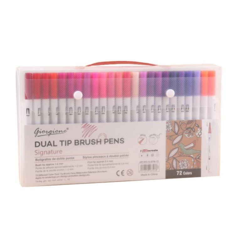 Giorgione 72 Pcs Dual Art Brush Pens Art Markers Set Brush Tip with Fineliner 0.4mm Markers Pen for Writing Drawing Adult Coloring Books Planner Sketch Book Calendar Note