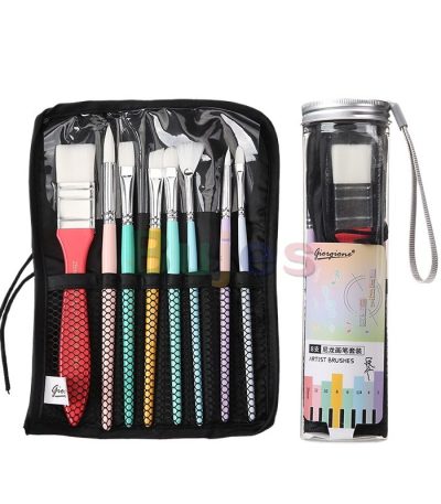 Giorgione 8pcs Nylon Hair Artist Paint Brushes Set with Carry Bag - for Acrylic, Oil, Watercolor, Gouache, Arts & Crafts