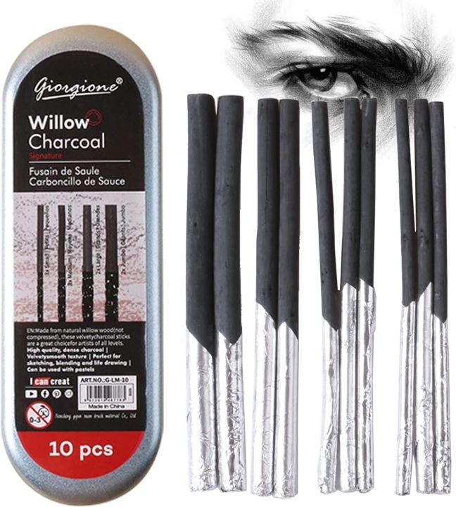 Giorgione Willow Charcoal Sticks 10 Pc For Painting, Sketching, Drawing, Painting
