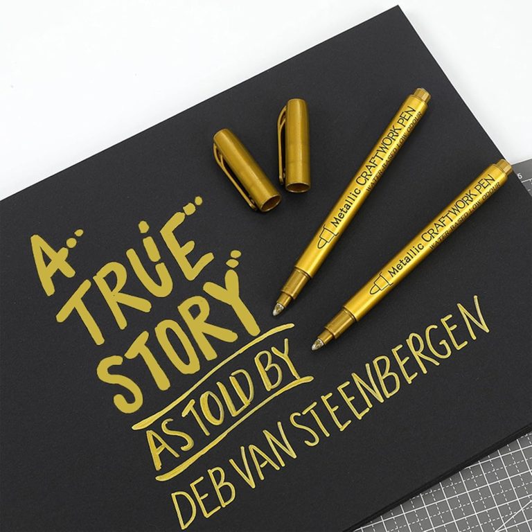 Gold Acrylic Paint Markers Quick-Drying Permanent Marker Pen 1.5mm Fine Tip Smooth Writing Fabric Pens Art Craft Paint Pens for Card Making Scrapbooking Painting Albums