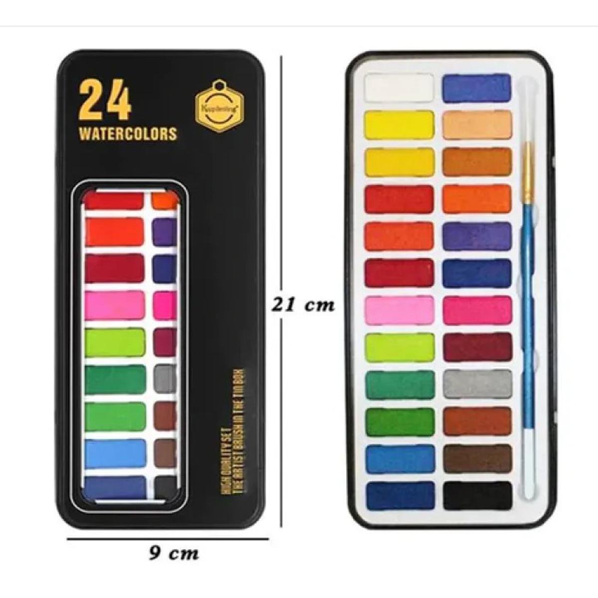 Keep Smiling Watercolor Set in Tin Box 24 Colors - Black Color Tin Box