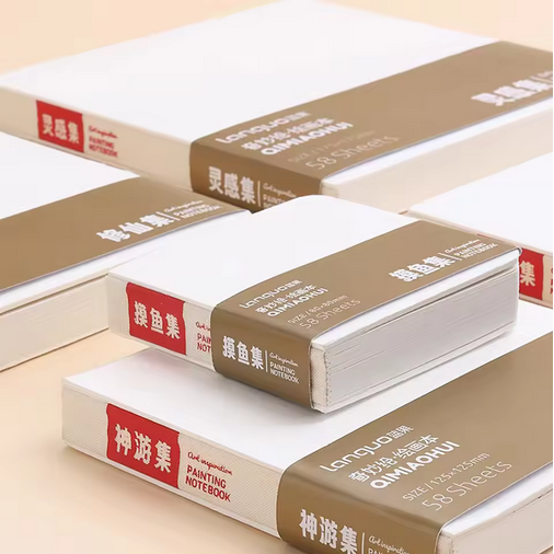 Languo 58 Sheets Drawing Notebook Thick Paper Sketchbook Portable Watercolor Book Gouache Notepad Art Supplies Stationery (80mmx80mm)
