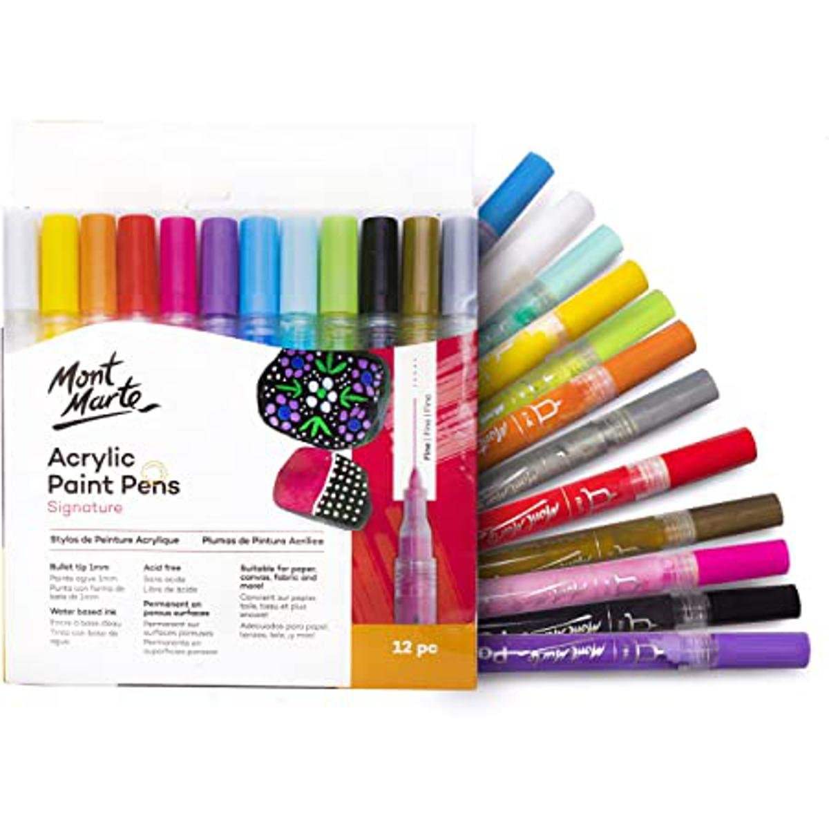 Mont Marte Acrylic Paint Pens Broad Tip 3mm (0.12in) 12pc
