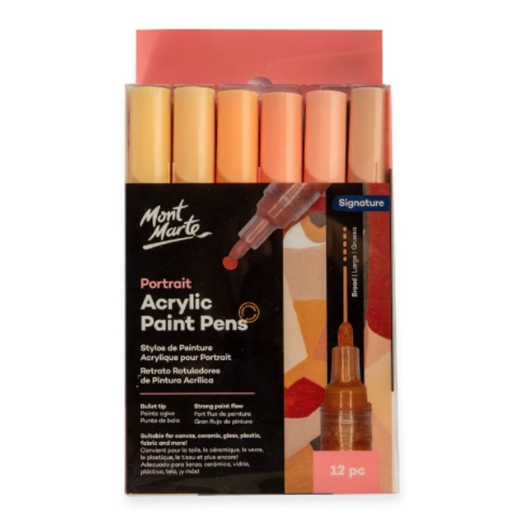 Mont Marte Skin Tones Acrylic Paint Marker Set - Broad Tip 12pc