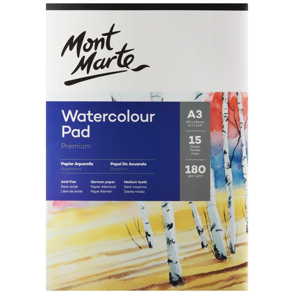 Mont Marte Watercolor Pad German Paper A3 180gsm 15sheet
