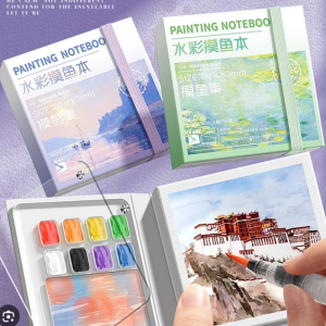 Painting Notebook Portable Pocket Notebook Sketching Watercolor Palette Set