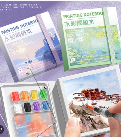 Painting Notebook Portable Pocket Notebook Sketching Watercolor Palette Set