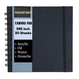 Papertree Canvas Pad Black cover spiral bound 5x5 inch , 20 sheets