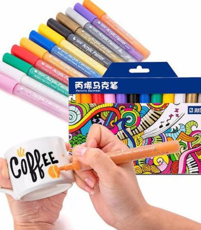 STA Acrylic Paint Marker Pens 12 Colors Art Permanent Markers for DIY Glass, Ceramic, Rock, Wood, Canvas, Metal, Fabric, Highly Pigmented Acrylic Pens Great for Beginners,...